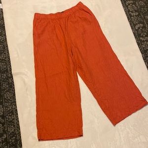 Tahari 100% Linen wide leg pants, XL, rust orange
